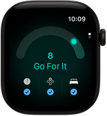 Apple Watch Series 12, boîtier en aluminium, noir, score de préparation de 8, côté droit, Digital Crown