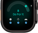 Apple Watch Ultra 4, boîtier en titane, noir, score de préparation de 8, côté droit, Digital Crown, bouton latéral en saillie